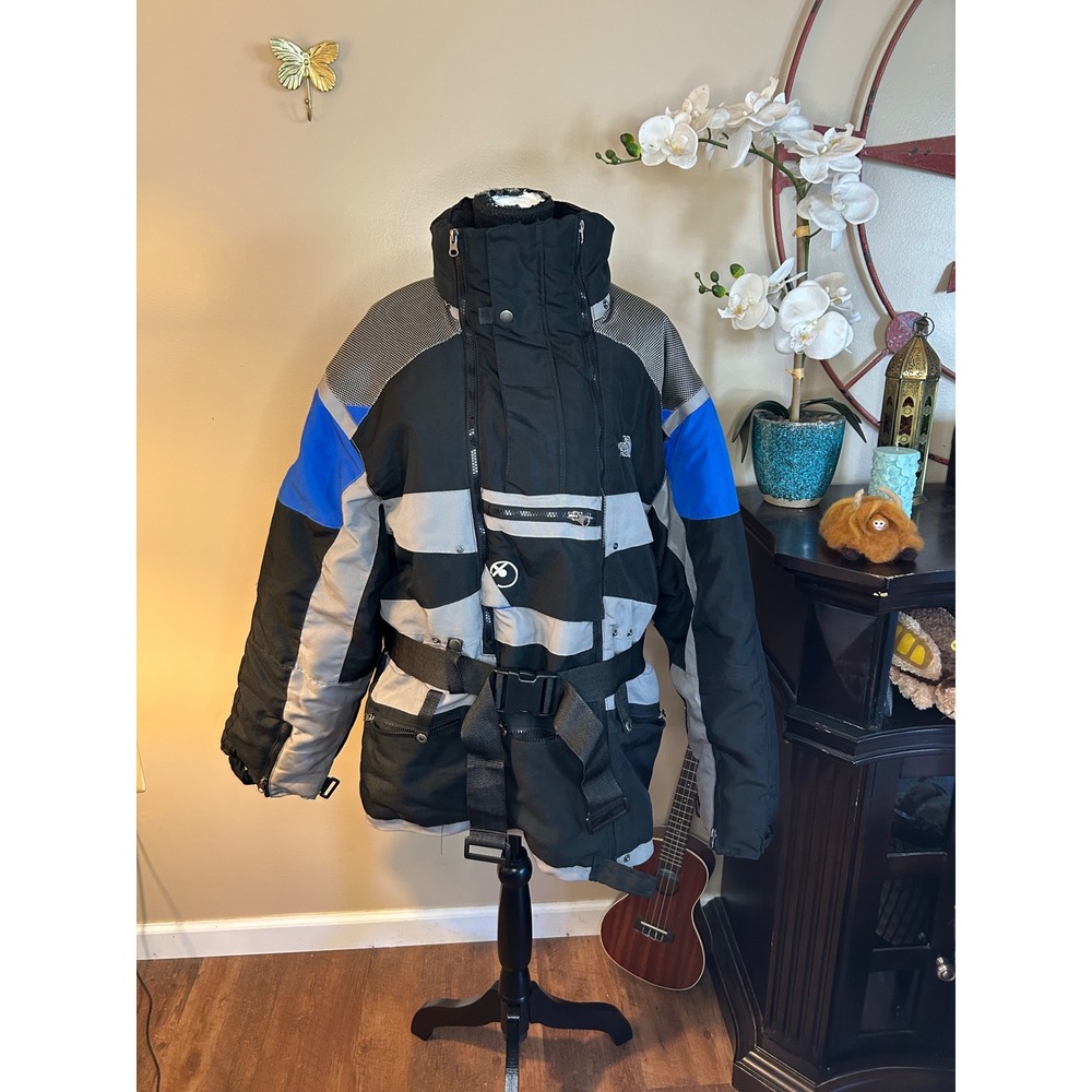 The North Face Steep Tech Agency Jacket Mens 3XL Black Blue Grey Ski Parka Belt